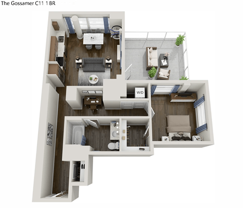 844 square foot 1 bedroom